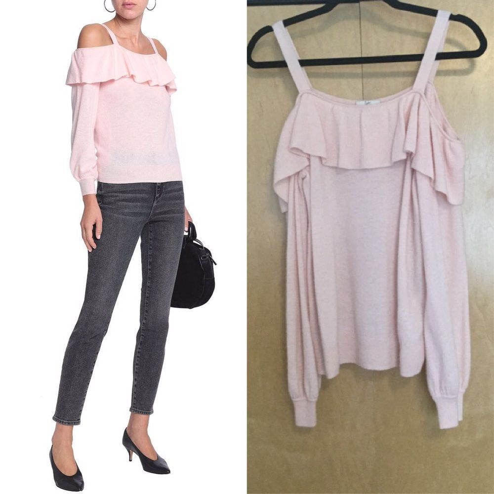 JOIE Delbin cold-shoulder ruffled cashmere sweater - Picture 3 of 10